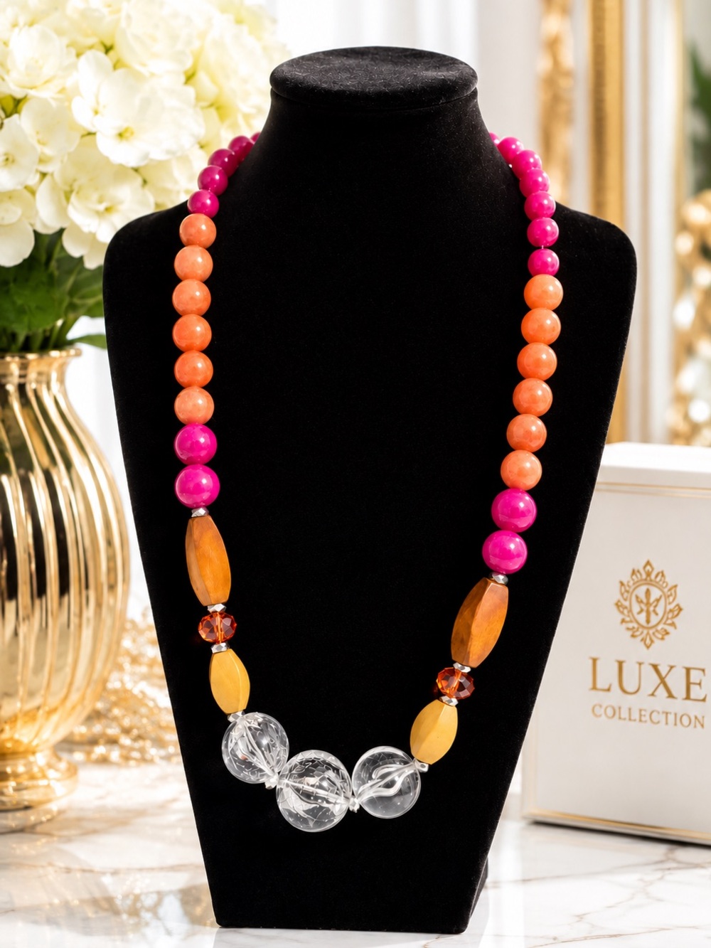 EL-Vintage Artisan Boho Chic Statement Beaded Necklace